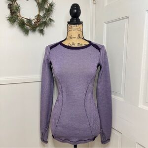 Lululemon Base Runner Long Sleeve Mini Check Pique Deep Zinfandel/Deep Zinfandel